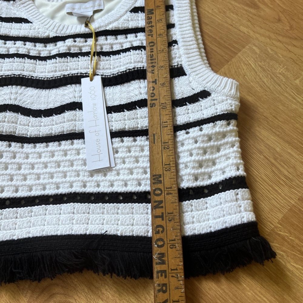 NWT House of Harlow 1960 Womens XS Crochet Knit Tank Striped Fringe Sweater Vest - Picture 8 of 9
